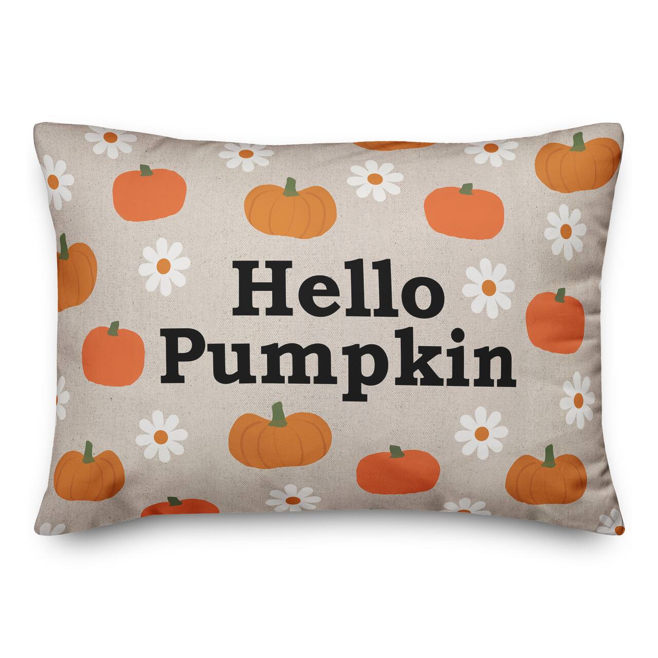 Hello Pumpkin Daisy Pattern 20" x 14" Indoor / Outdoor Pillow